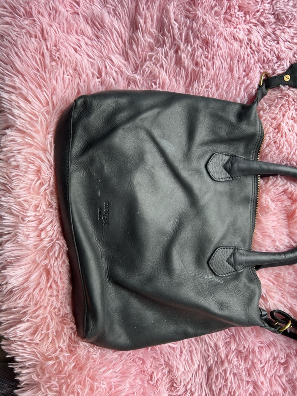 Black Leather Tote Bag - Margot